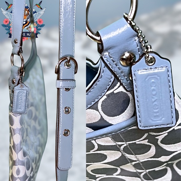 🌟Coach: “Penelope” Pool-Blue Signature Sateen Hippie Crossbody🌟 - Picture 6 of 12